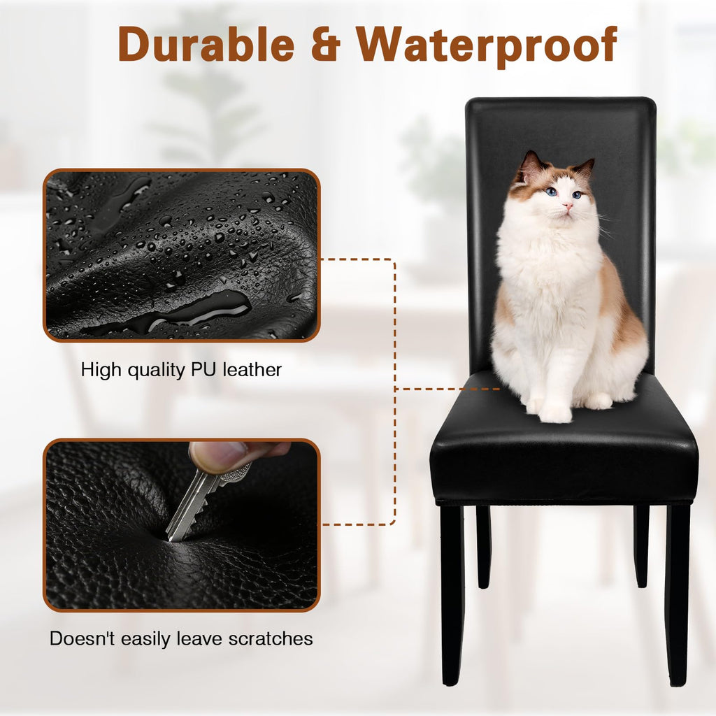 Black Set of 4 Stretch Waterproof Dining Chair Covers A950480