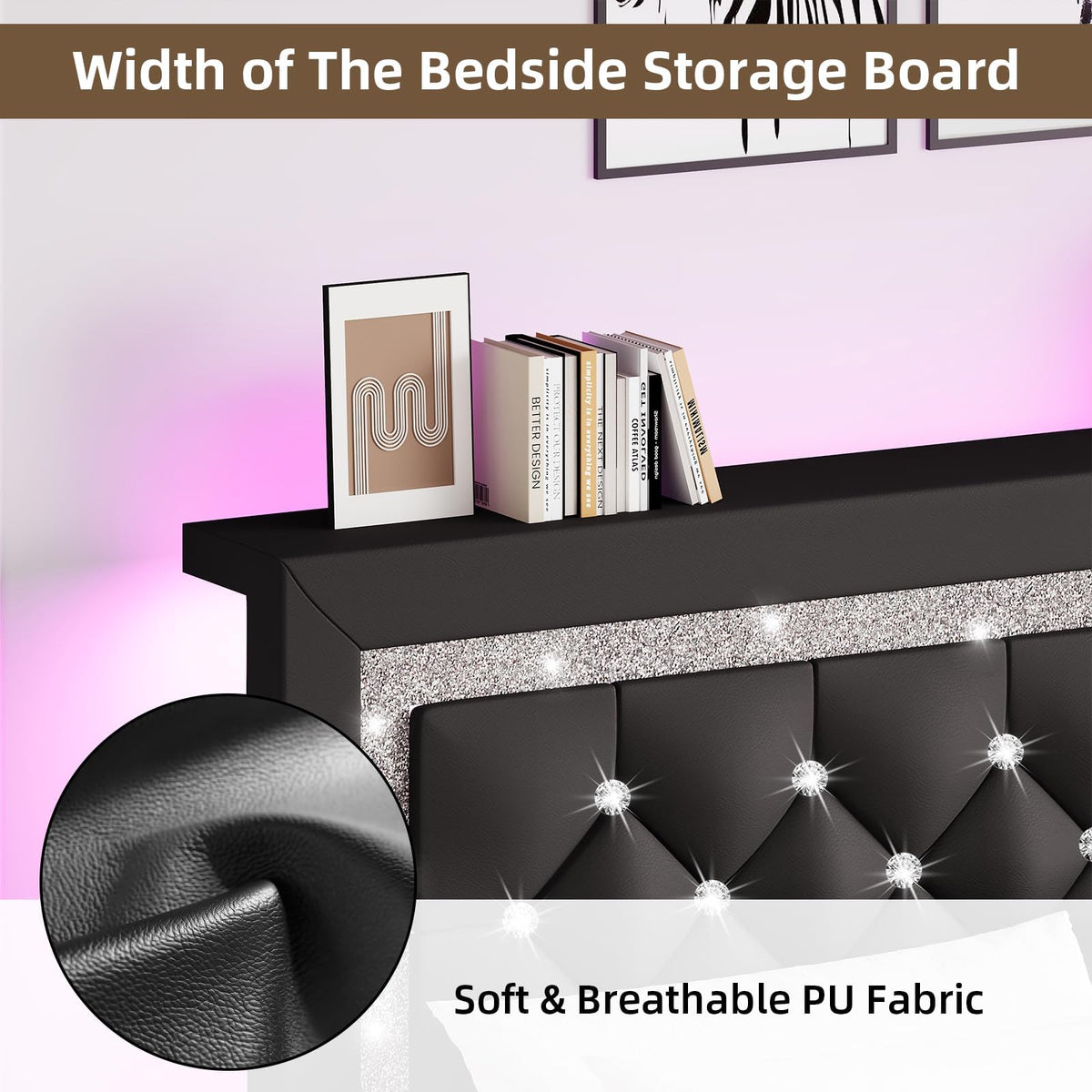 Black Full Bed Frame with LED Lights P71476