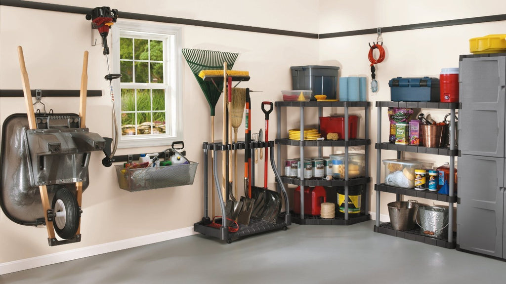 Black Wheeled Garage Tool Tower Rack M160
