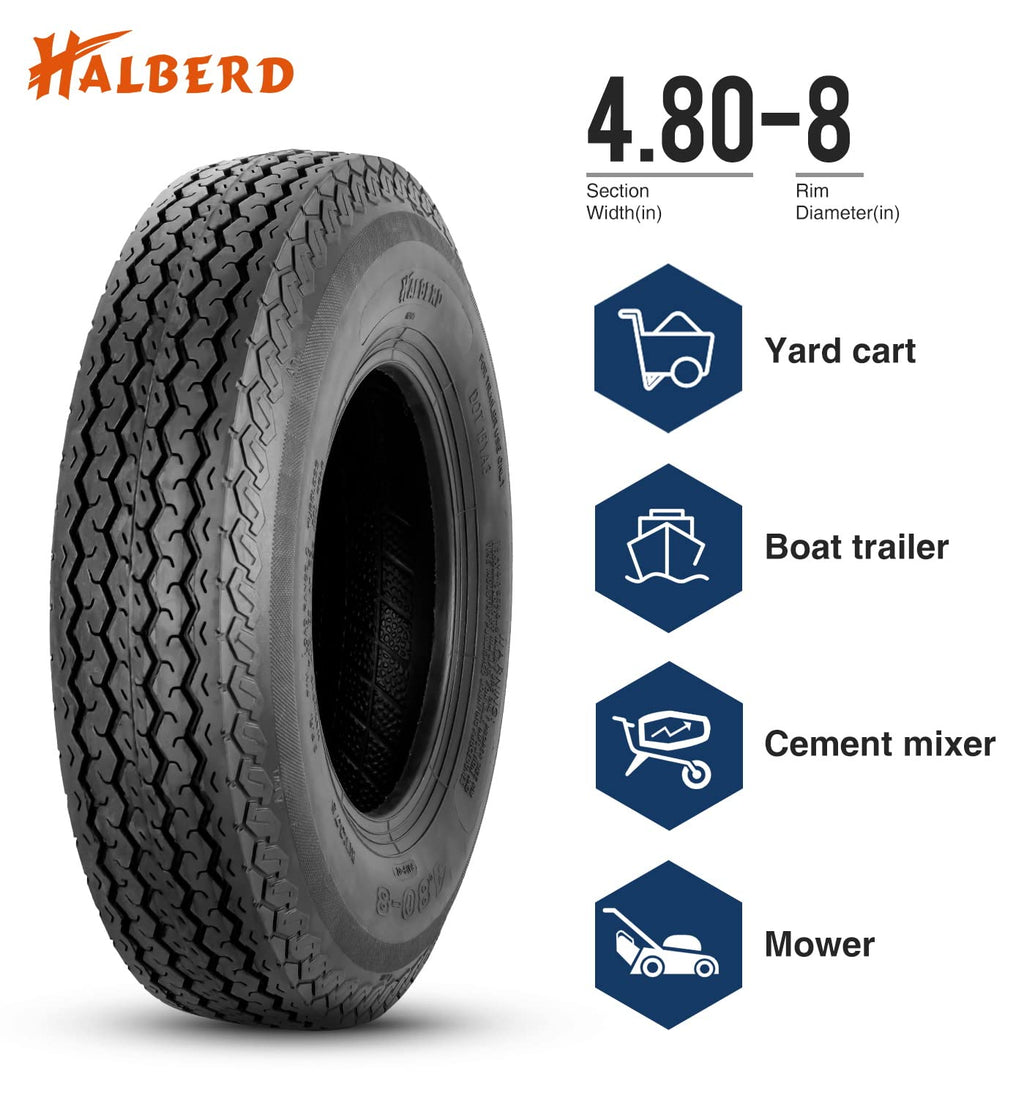 4.80-8 Trailer Tires Set of 2 Tubeless U725