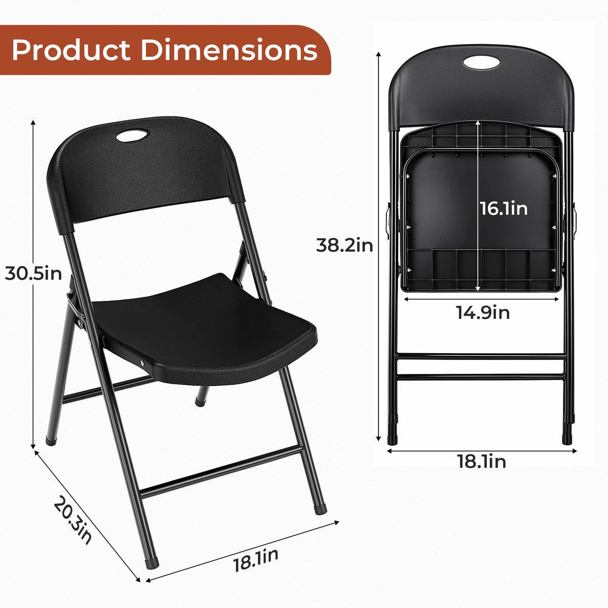 Black Plastic Folding Chair with Steel Frame M839
