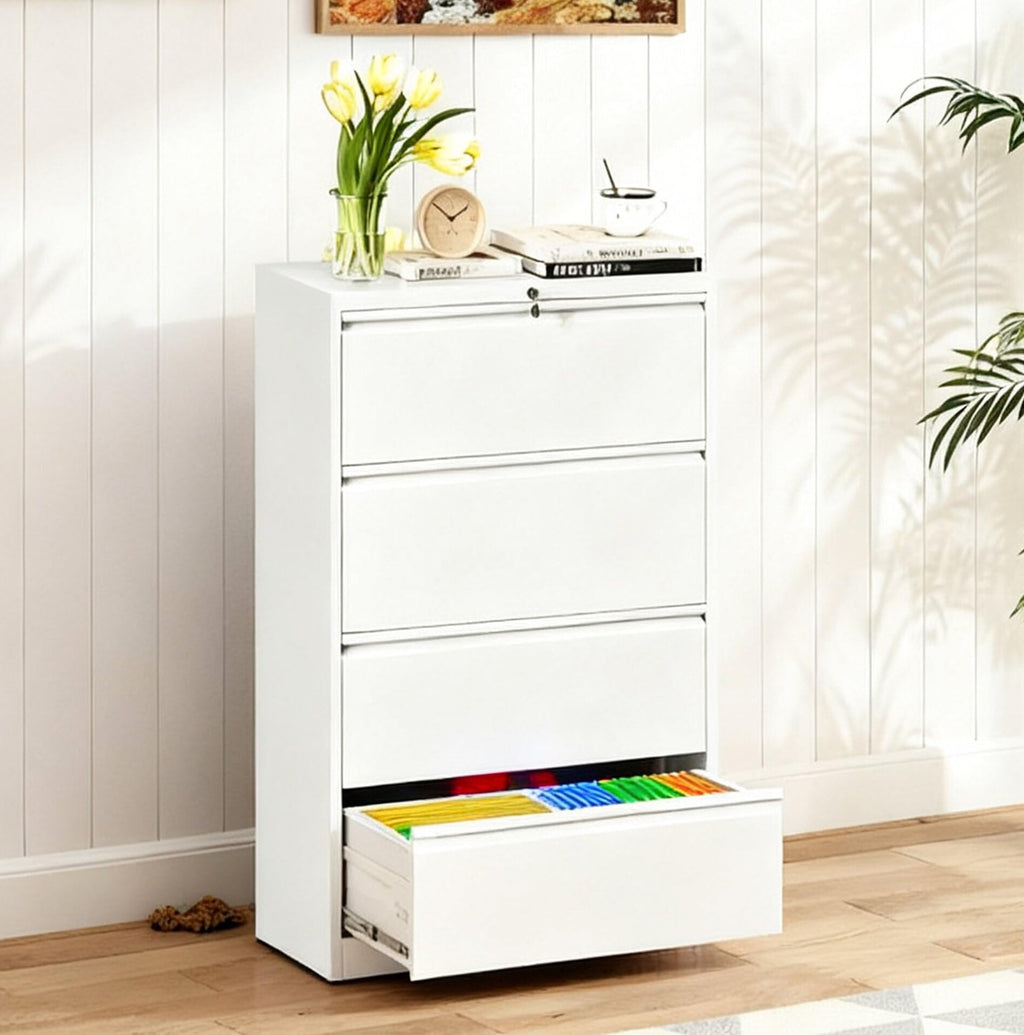 Black 4-Drawer Locking Lateral File Cabinet N45551