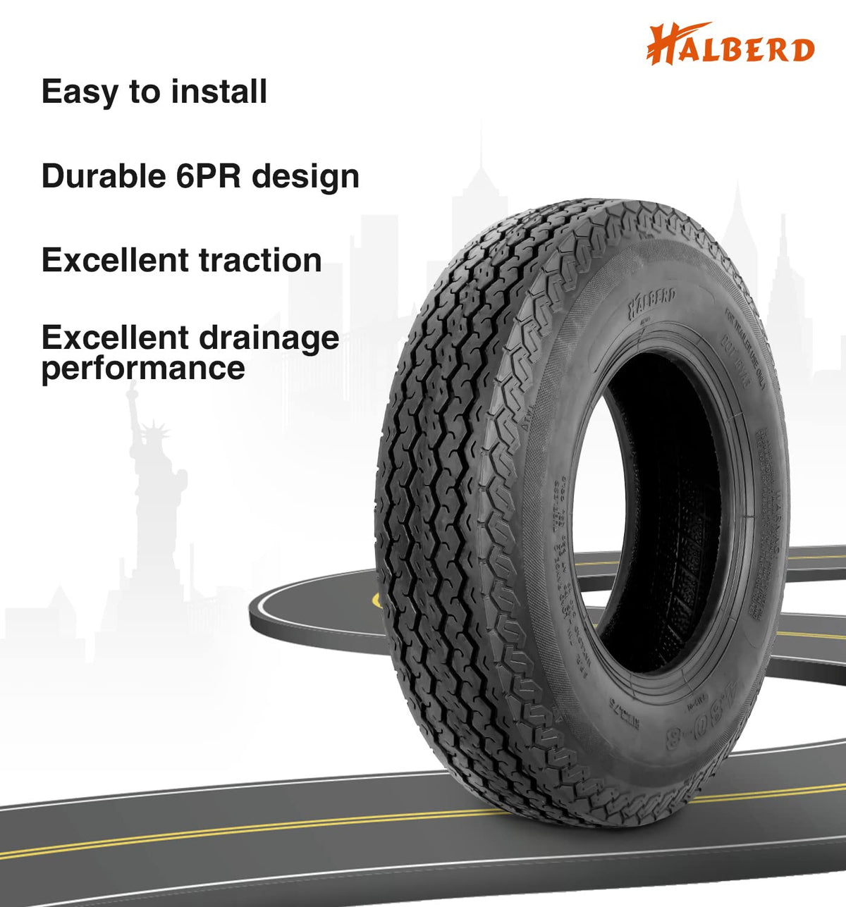 4.80-8 Trailer Tires Set of 2 Tubeless U725