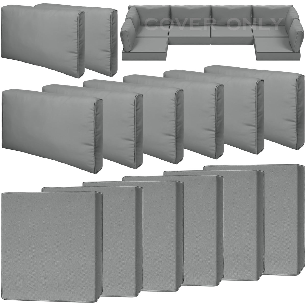 14 Piece Outdoor Waterproof Cushion Covers with Zipper W444400