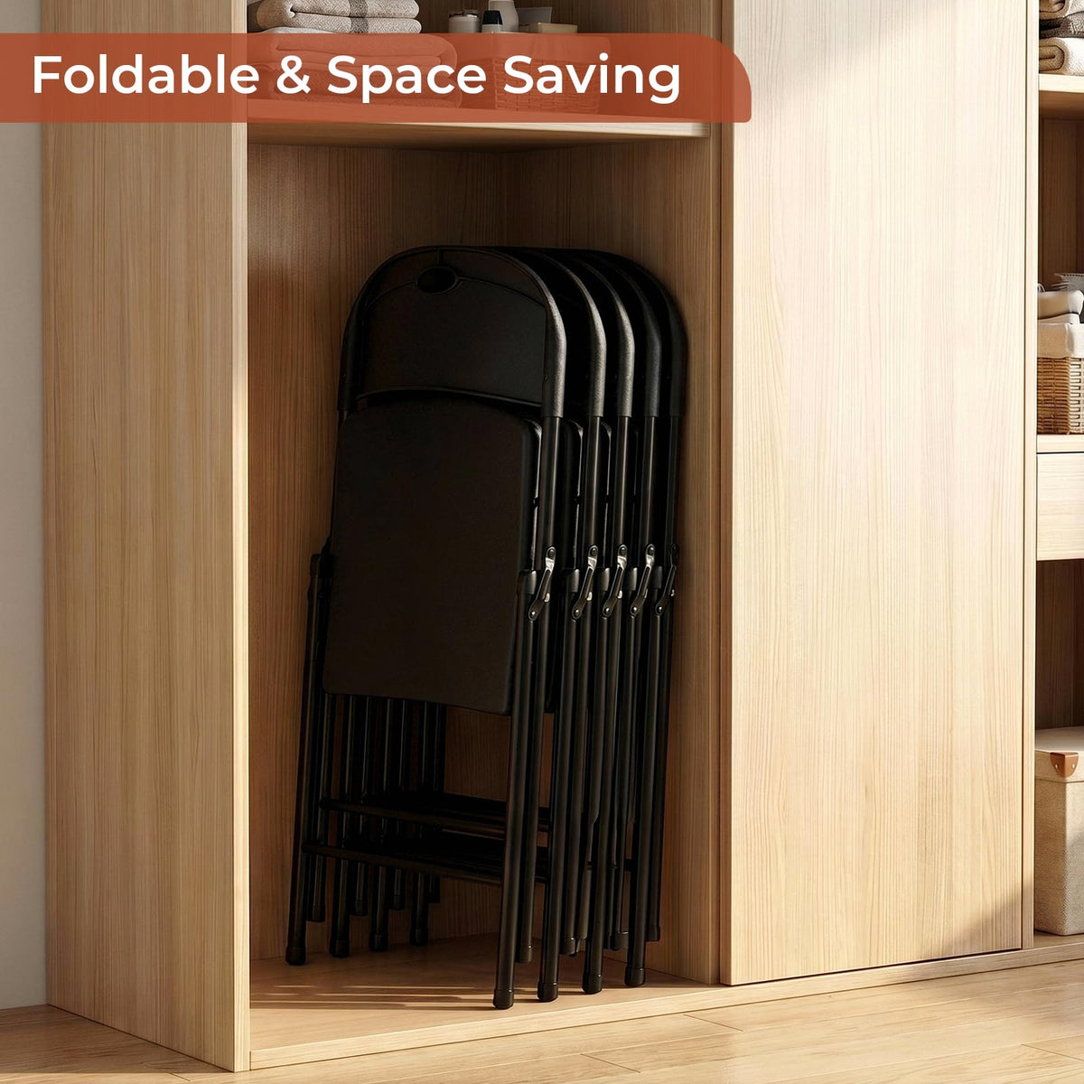 Black Plastic Folding Chair with Steel Frame M839