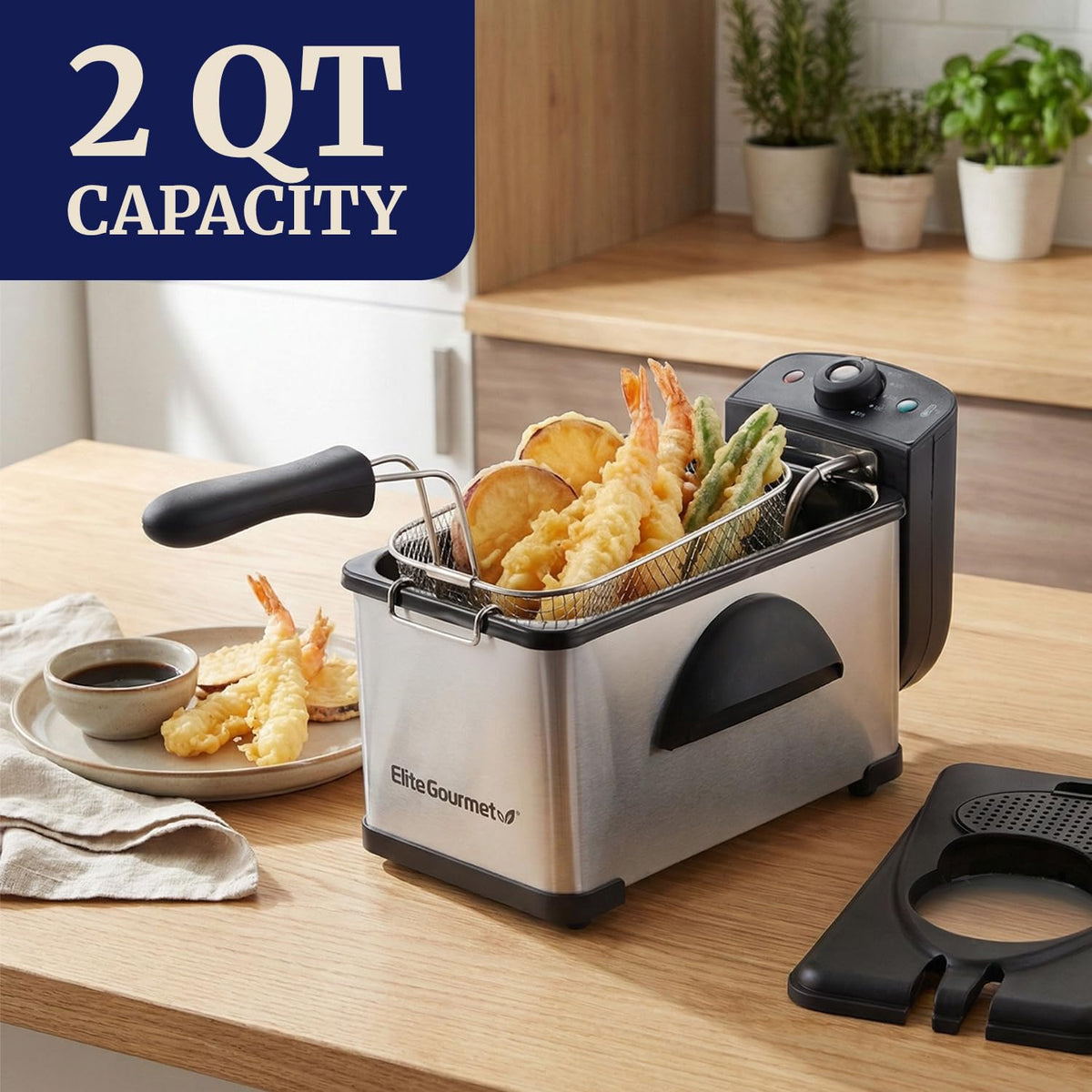 2Qt Immersion Deep Fryer with Removable Basket U1522