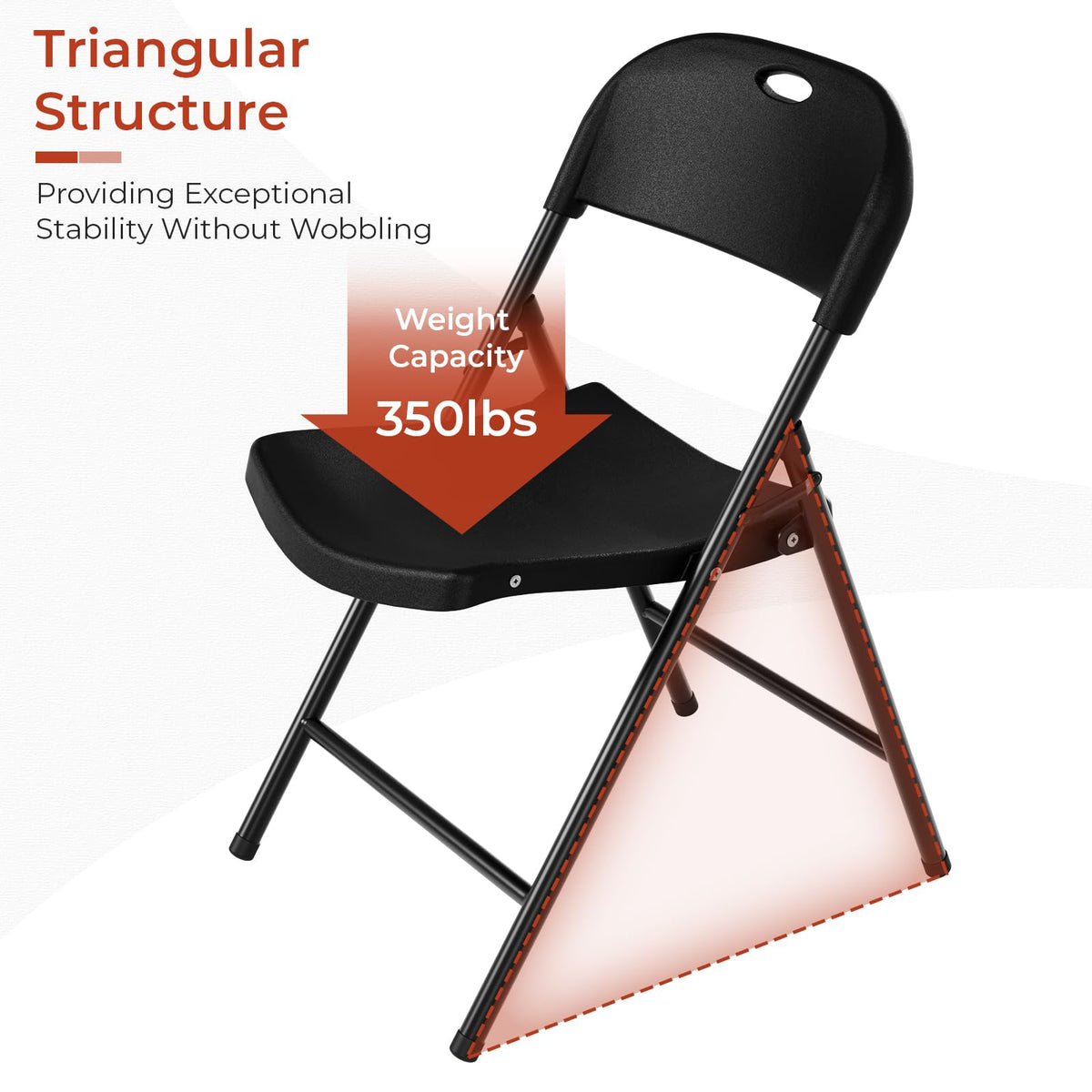 Black Plastic Folding Chair with Steel Frame M839