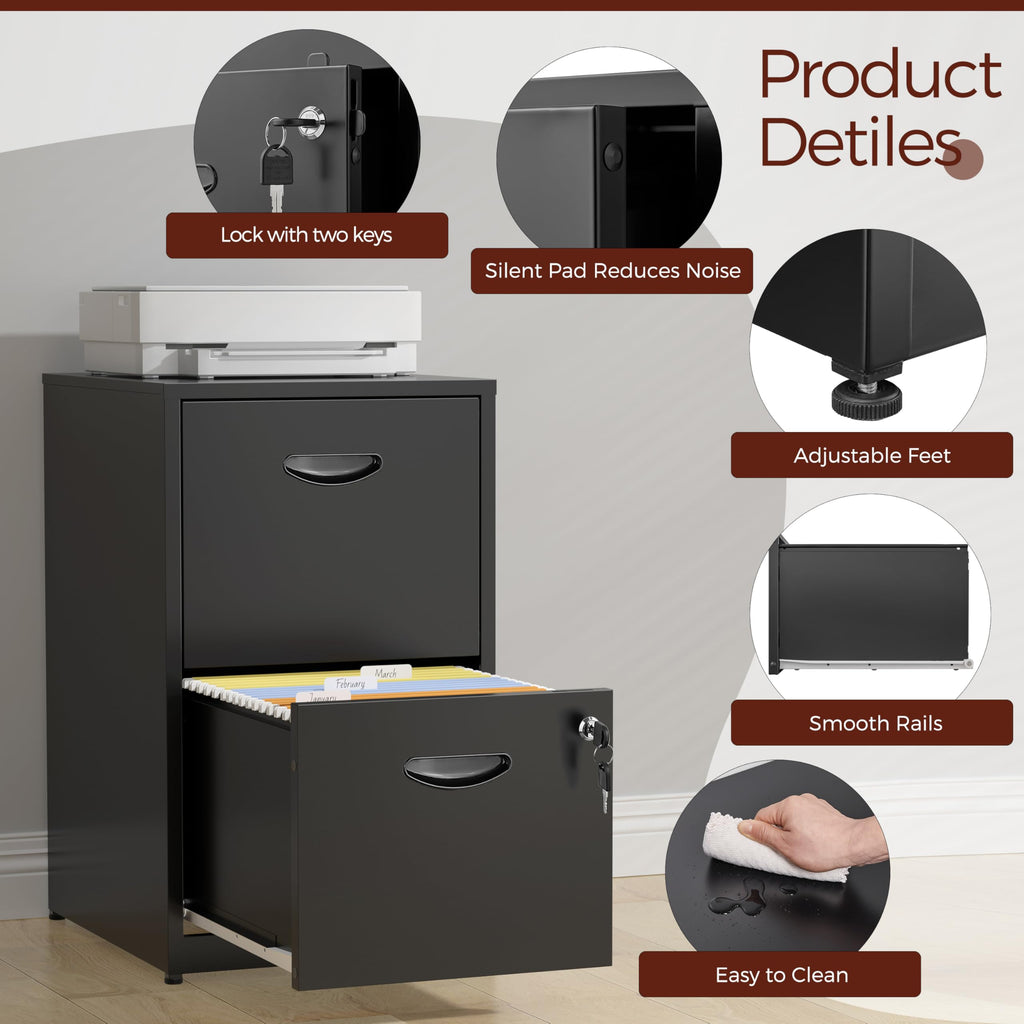 2 Drawer Metal File Cabinet with Lock L95584