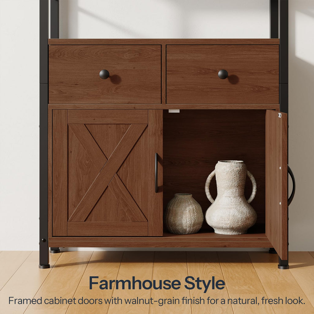Wooden and Metal Bookshelf with Doors and Drawers E68593