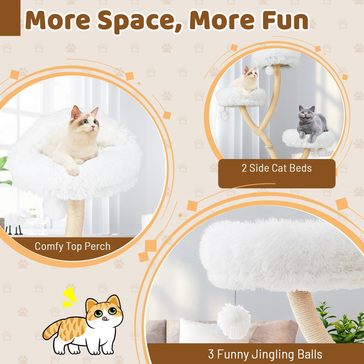 70 Inch Multi-Level Cat Tree with Perches and Scratching Posts B8978