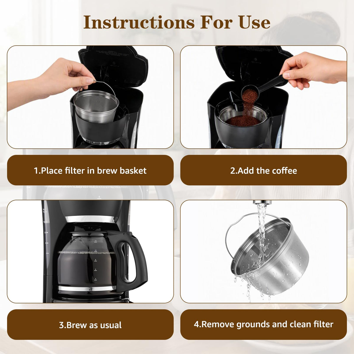 Stainless Steel Reusable Coffee Filter 2 Pack B431