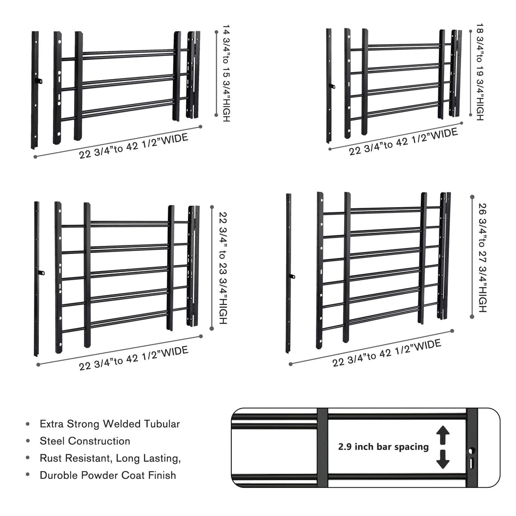 Black Adjustable Tubular Steel Window Security Bars B570256
