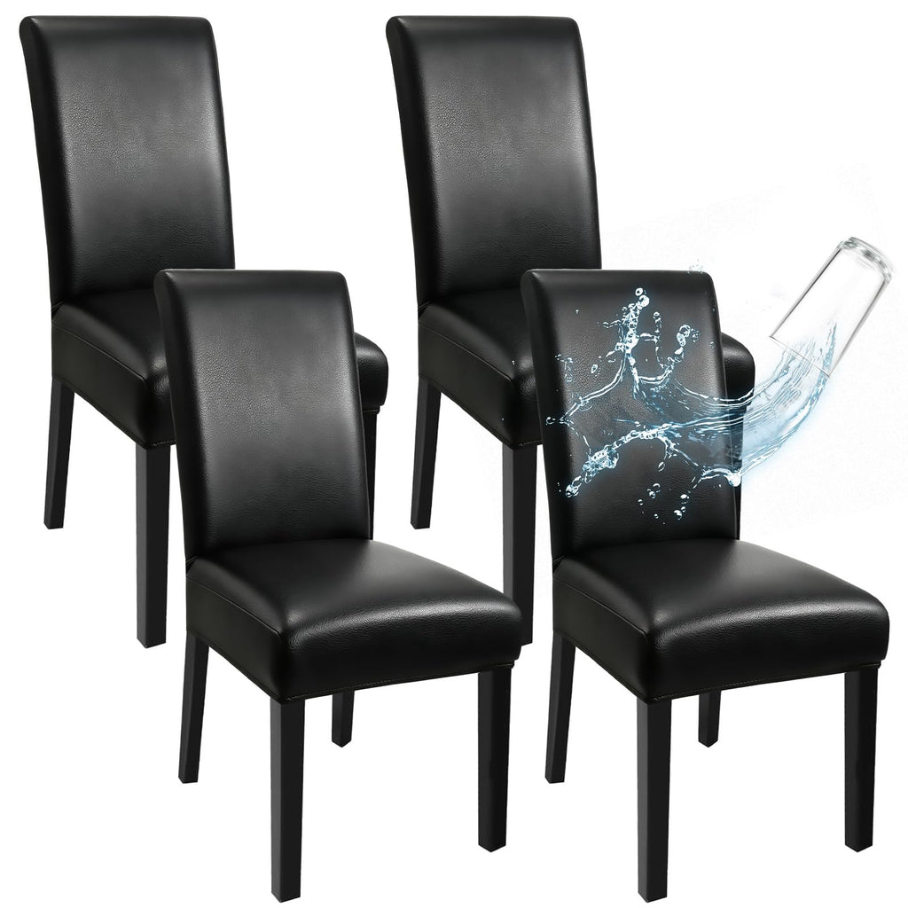 Black Set of 4 Stretch Waterproof Dining Chair Covers A950480