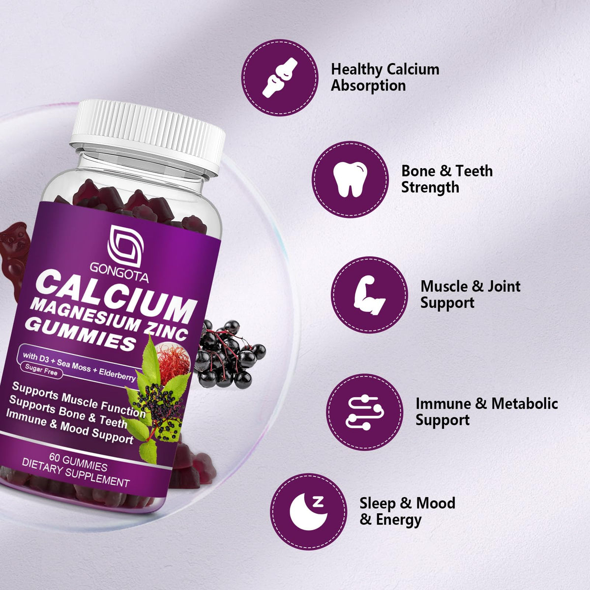 Calcium Magnesium Zinc with Vitamin D3 60 Count I452