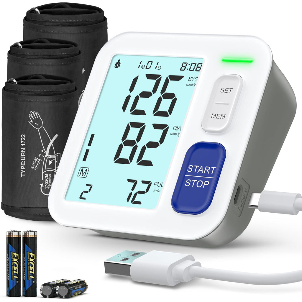 Blood Pressure Machine Upper Arm with 3 Size Cuffs and Large Backlit LCD C41935