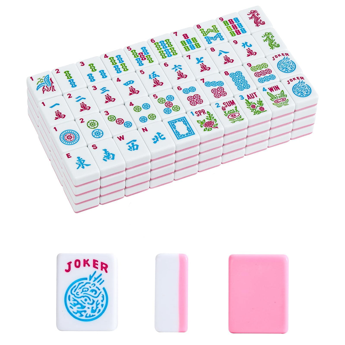 American Mahjong Tile Set, 166 Mahjong Game Set with Pink Color K355807