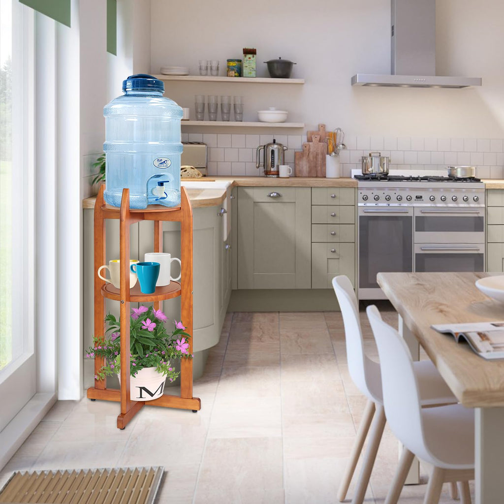 Solid Wood Water Dispenser Stand with 2 Shelves R50161