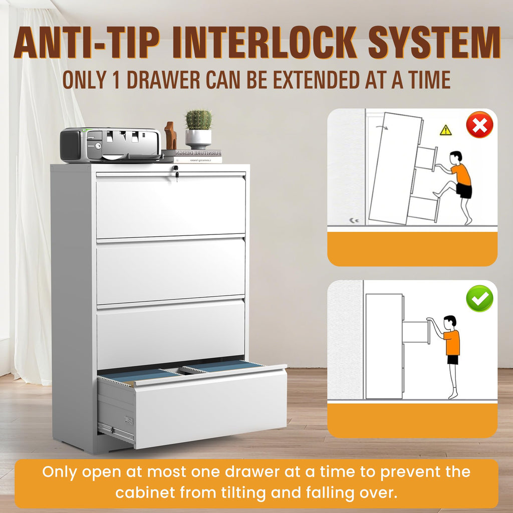 Black 4-Drawer Locking Lateral File Cabinet N45551