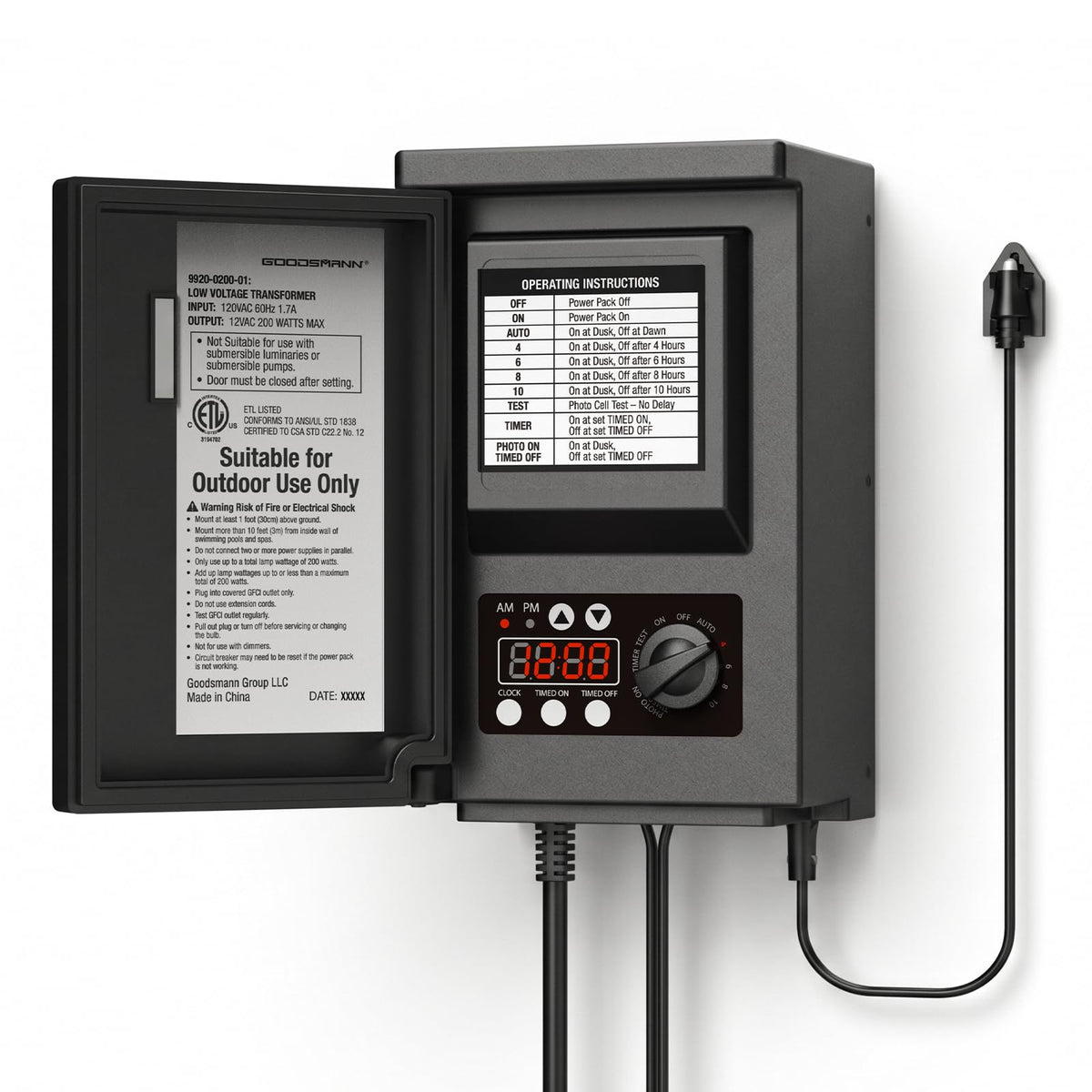 200 Watt Low Voltage Transformer with Timer and Photo Eye Sensor S8511