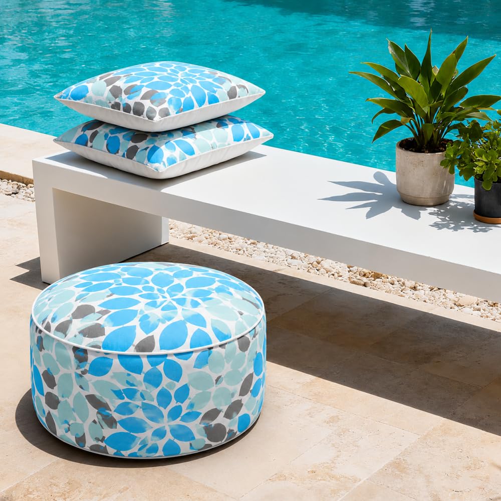 Inflatable Outdoor Ottoman 2 Pack Teal Grey Q115121