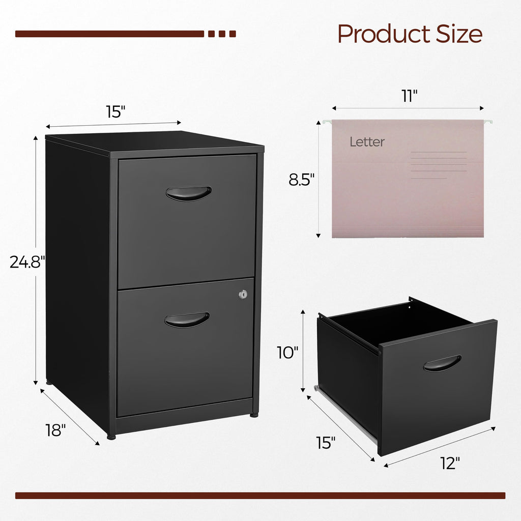 2 Drawer Metal File Cabinet with Lock L95584