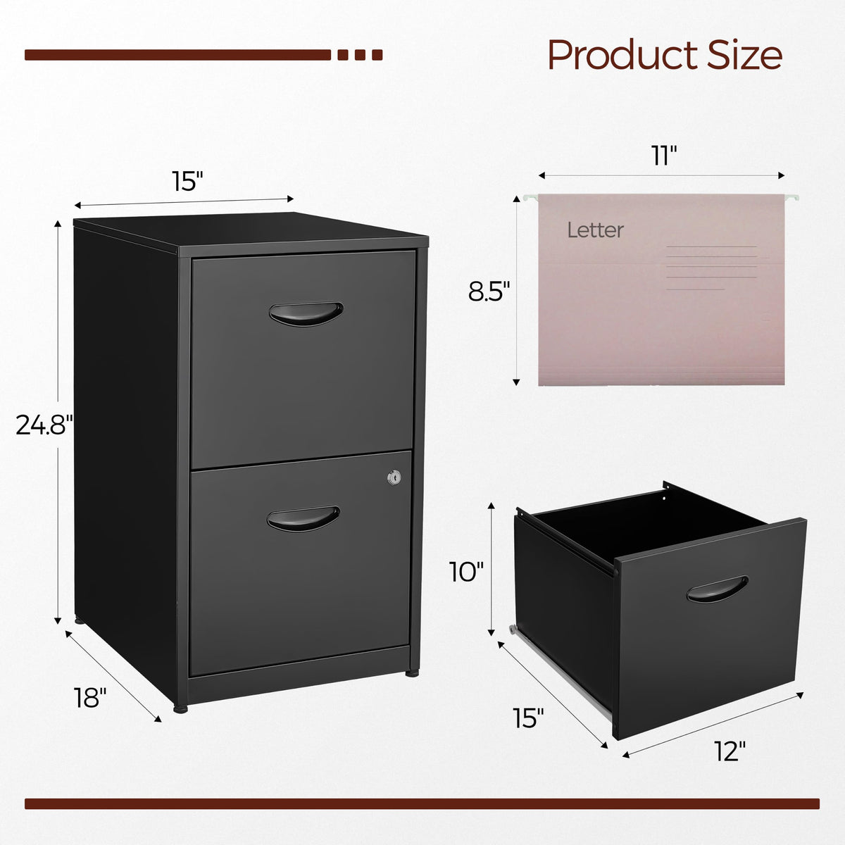 2 Drawer Metal File Cabinet with Lock L95584