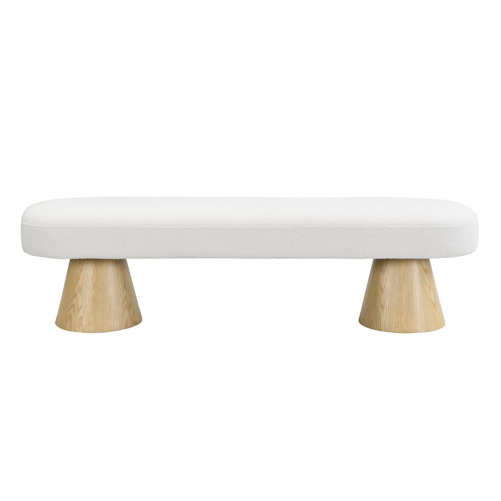 Beige Boucle Oval Dining Bench F3626