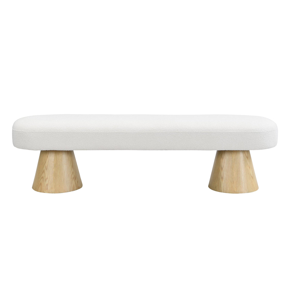 Beige Boucle Oval Dining Bench F3626