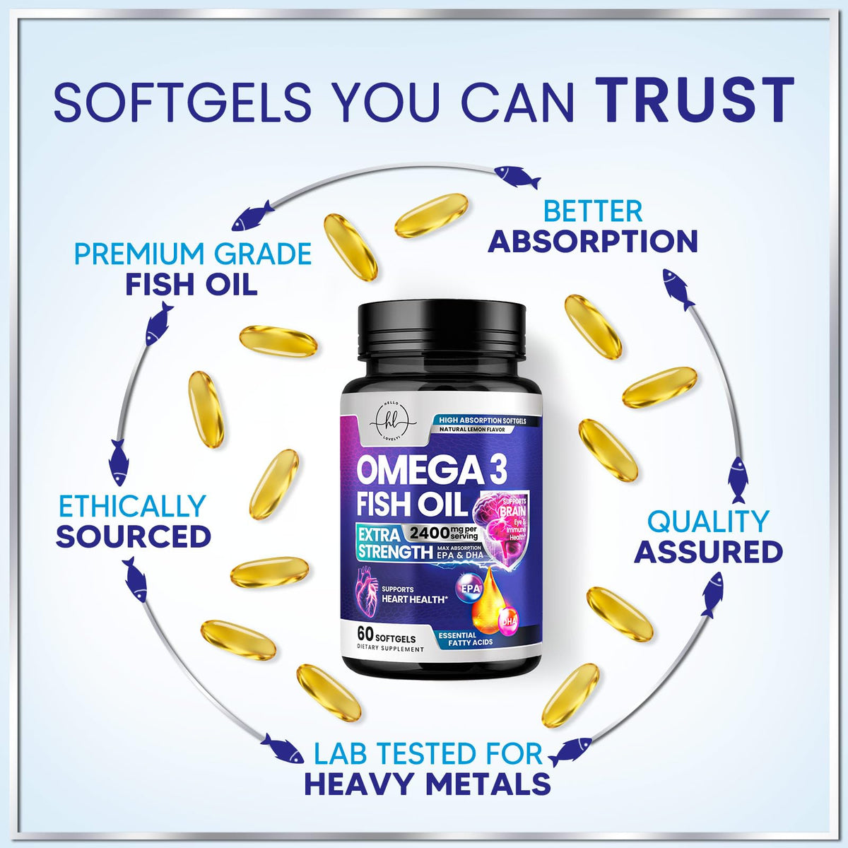 2400mg Omega 3 Fish Oil Softgels X27751