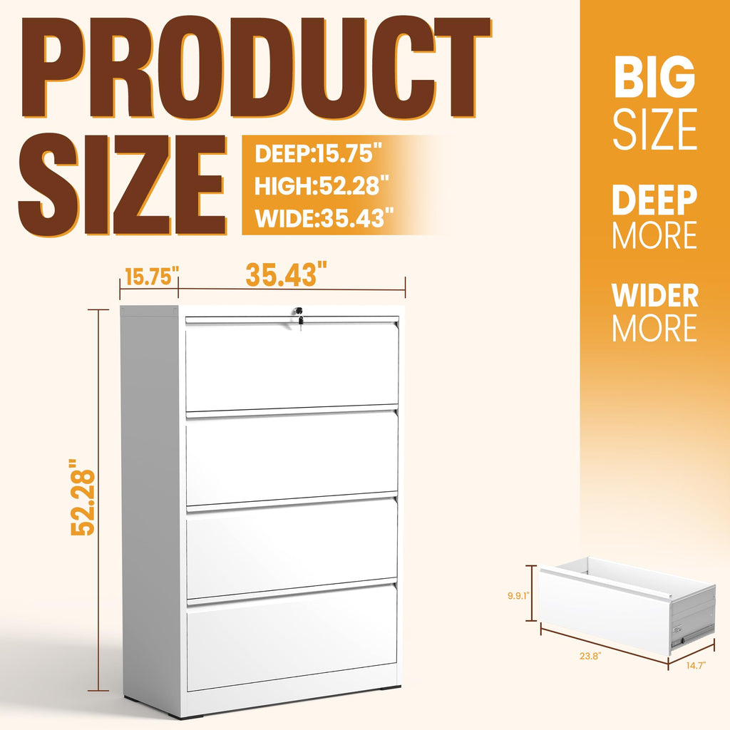Black 4-Drawer Locking Lateral File Cabinet N45551