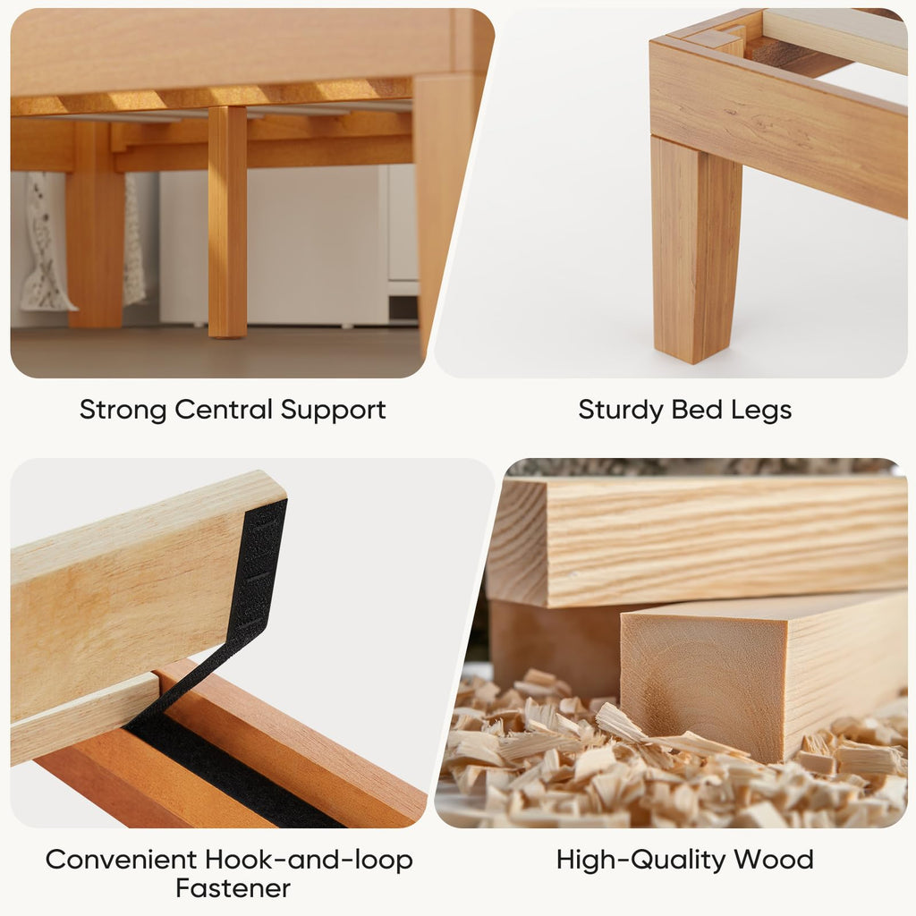 Solid Wood Twin Bed Frame with Under Bed Storage R219