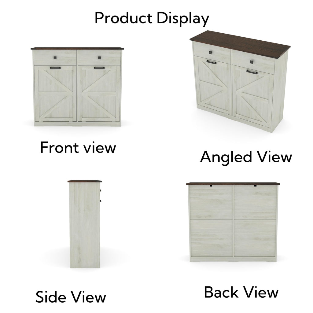 20 Gallon Double Tilt Out Kitchen Trash Can with Hideaway Drawer U8456