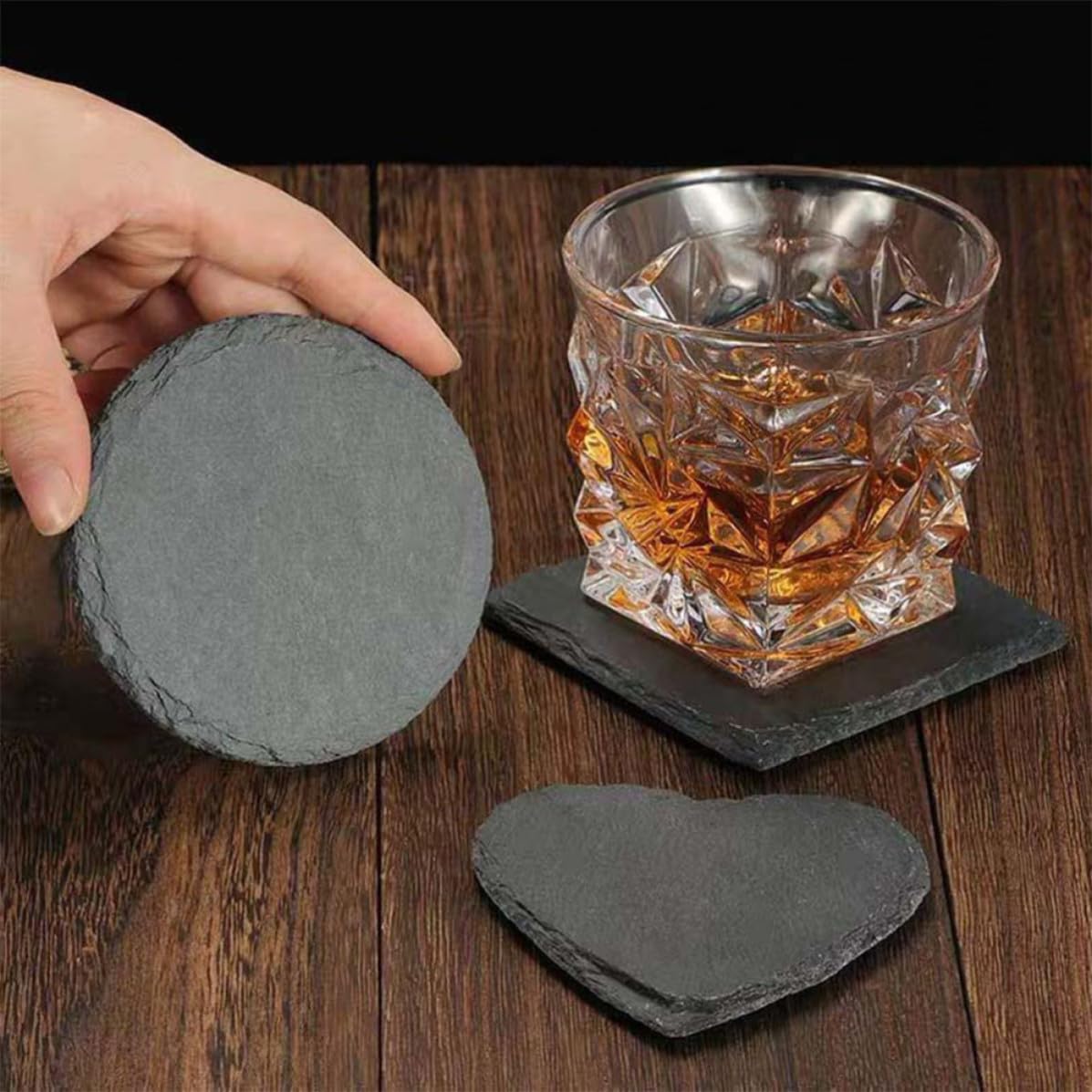 Natural Stone Square Drink Coasters Set H634581