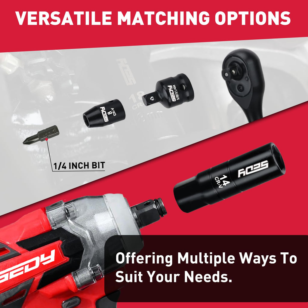 96-Piece 3/8" Drive Impact Socket Wrench and Bit Set, SAE & Metric, Cr-V Standard & Deep Sockets S63866