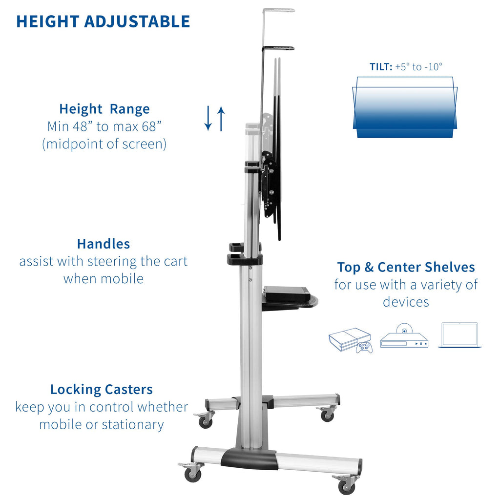 Adjustable Rolling Mobile TV Stand E51350