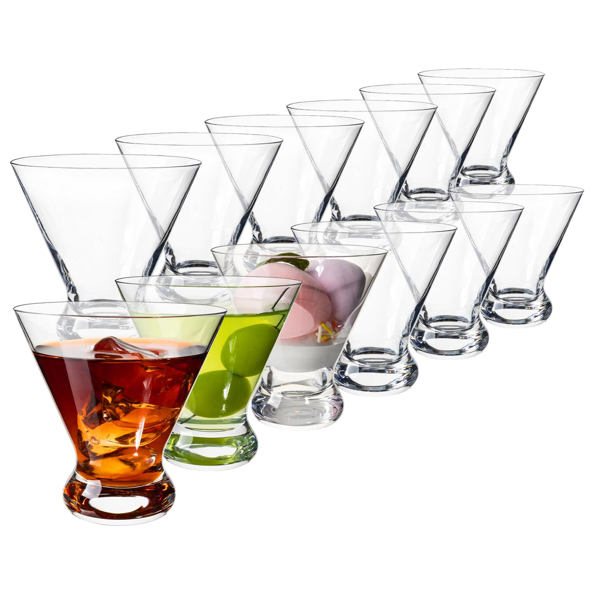 Stemless Martini Glasses Set of 12, 7.5 oz I161