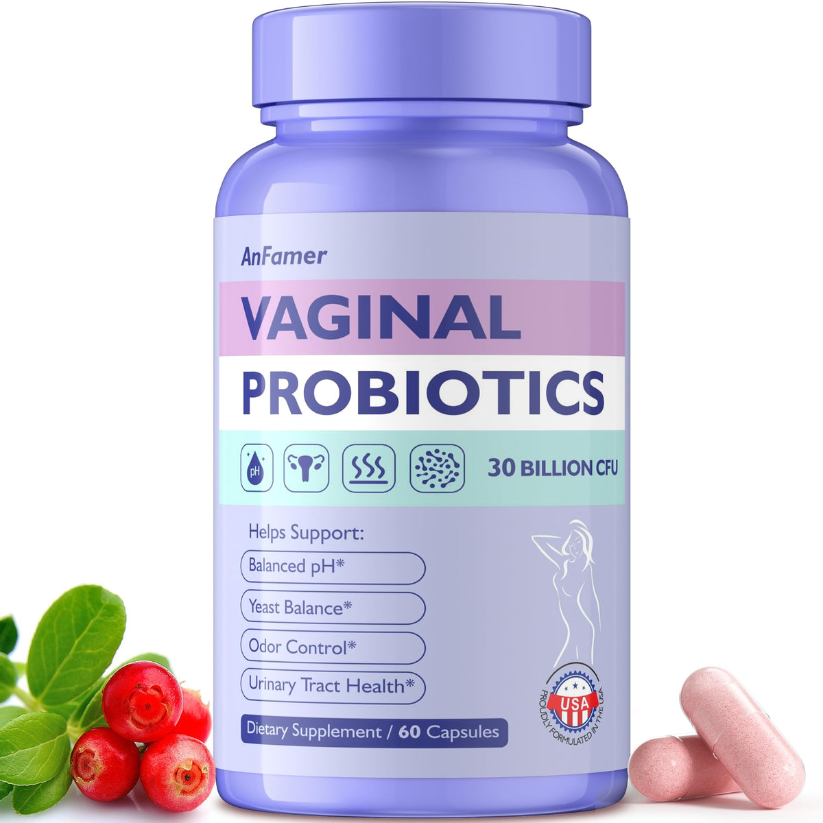 Probiotics for Women with Prebiotics & Lactobacillus Blend 30 Billion CFU, 60 Capsules E69757