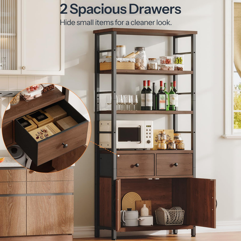 Wooden and Metal Bookshelf with Doors and Drawers E68593