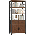 Wooden and Metal Bookshelf with Doors and Drawers E68593