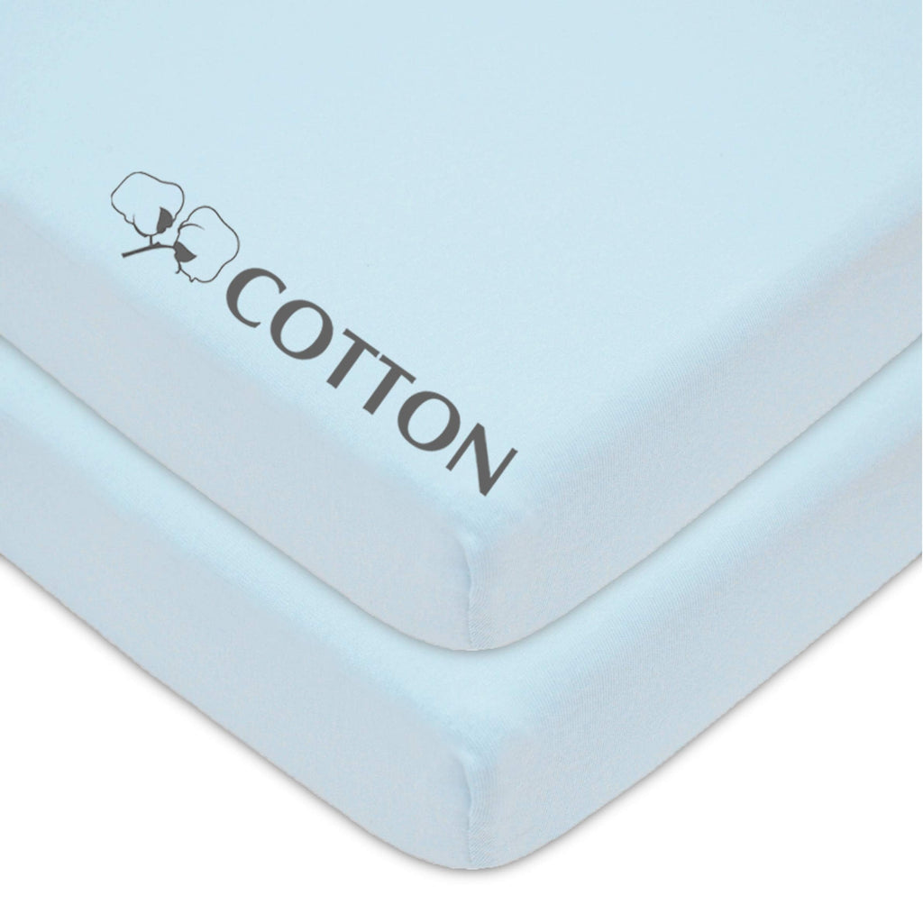 2 Pack Fitted Mini Crib Sheets 38x24" Blue B2157