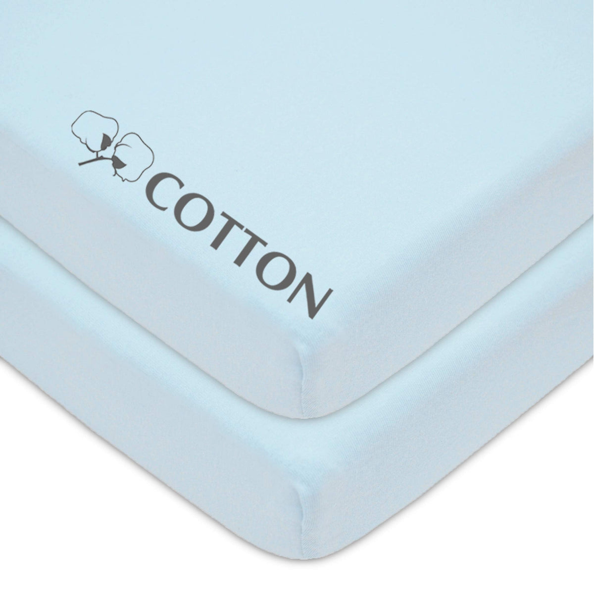 2 Pack Fitted Mini Crib Sheets 38x24" Blue B2157