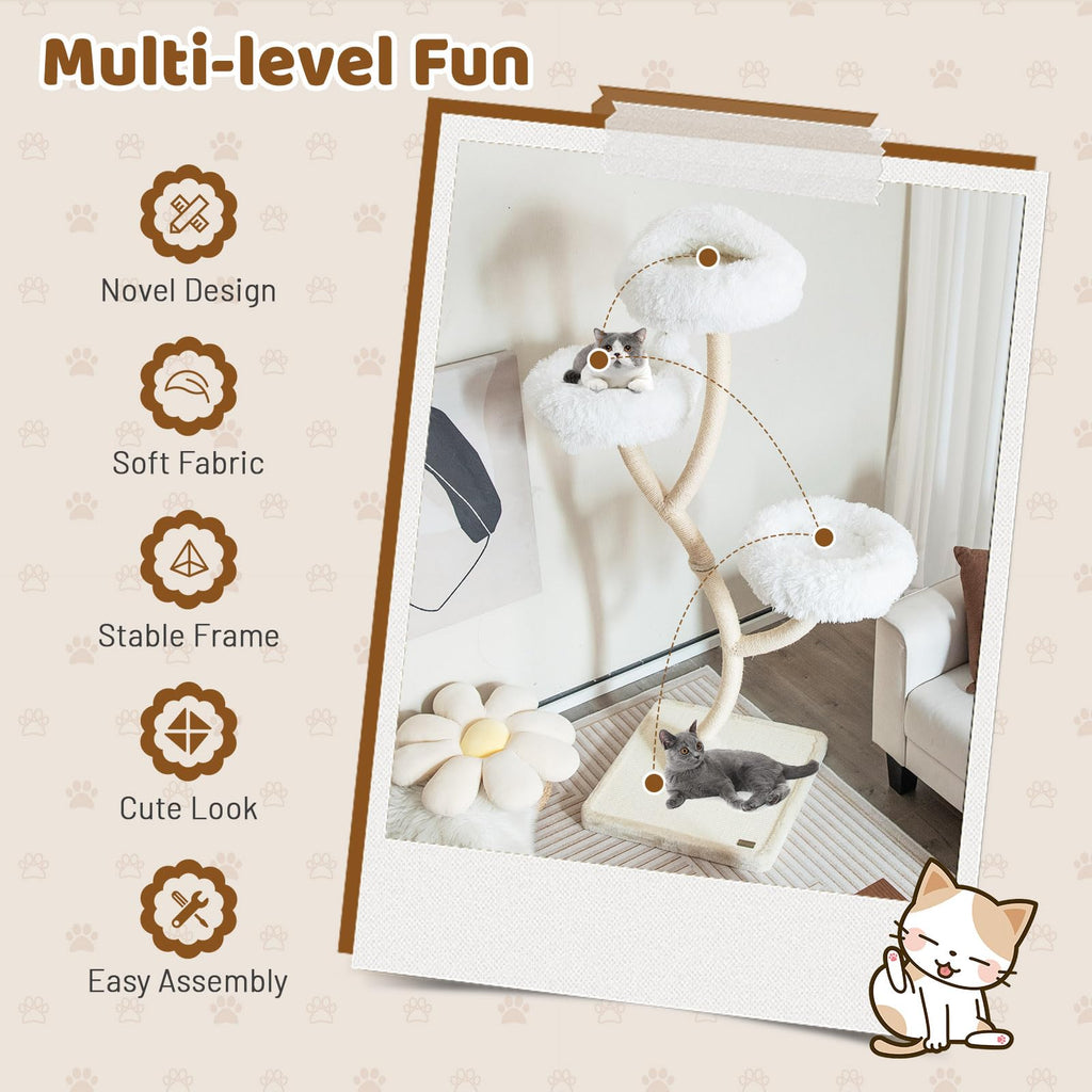 70 Inch Multi-Level Cat Tree with Perches and Scratching Posts B8978