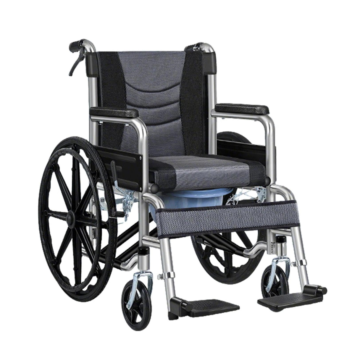 Foldable Reclining Wheelchair with Commode Bucket and Tray Table Z7047