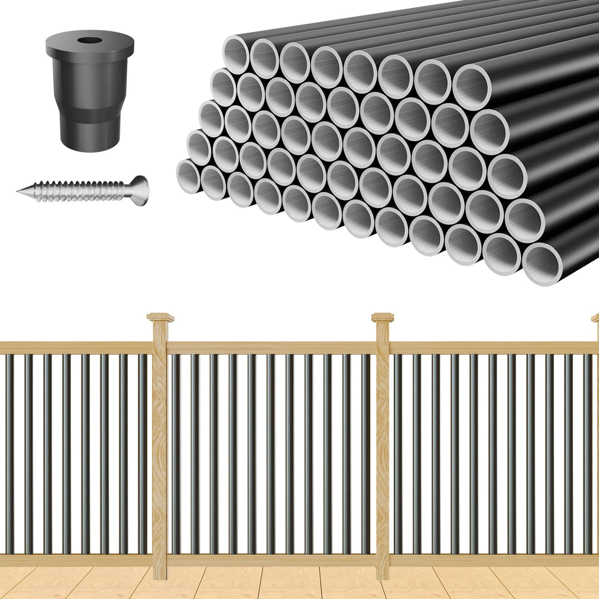 100 Pack 26" Black Aluminum Deck Balusters P137734