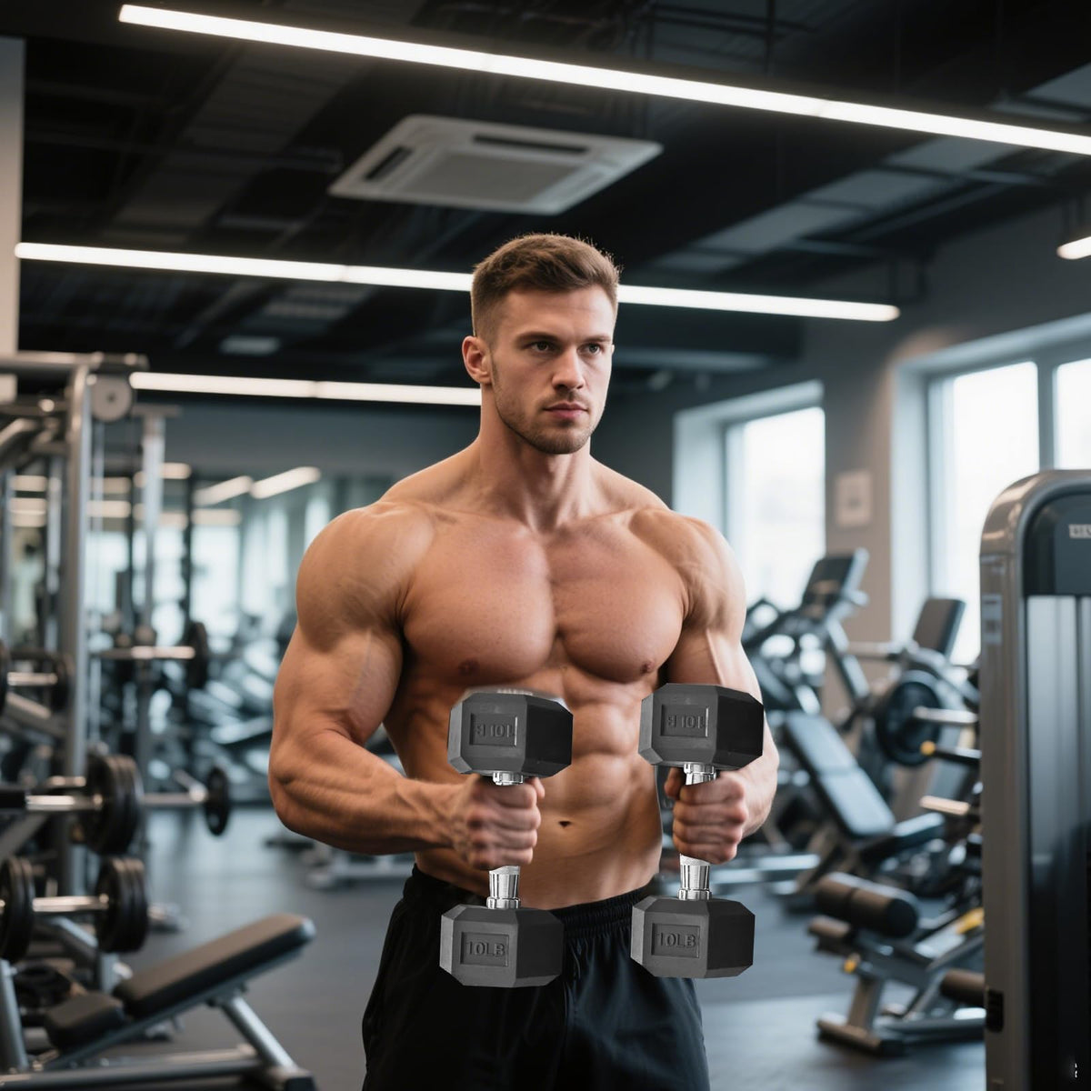 15 lb-550 lb Rubber Hex Dumbbell Set Q520273
