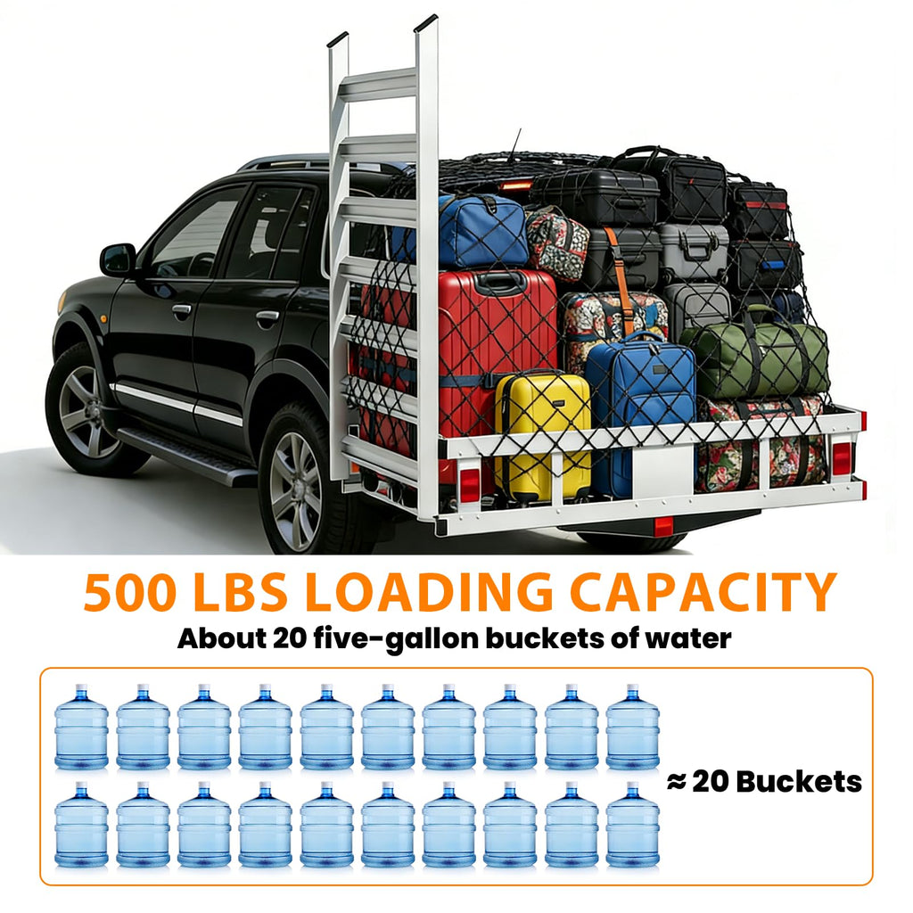 500LBS Aluminum Alloy Folding Hitch Cargo Carrier with Ramp A961
