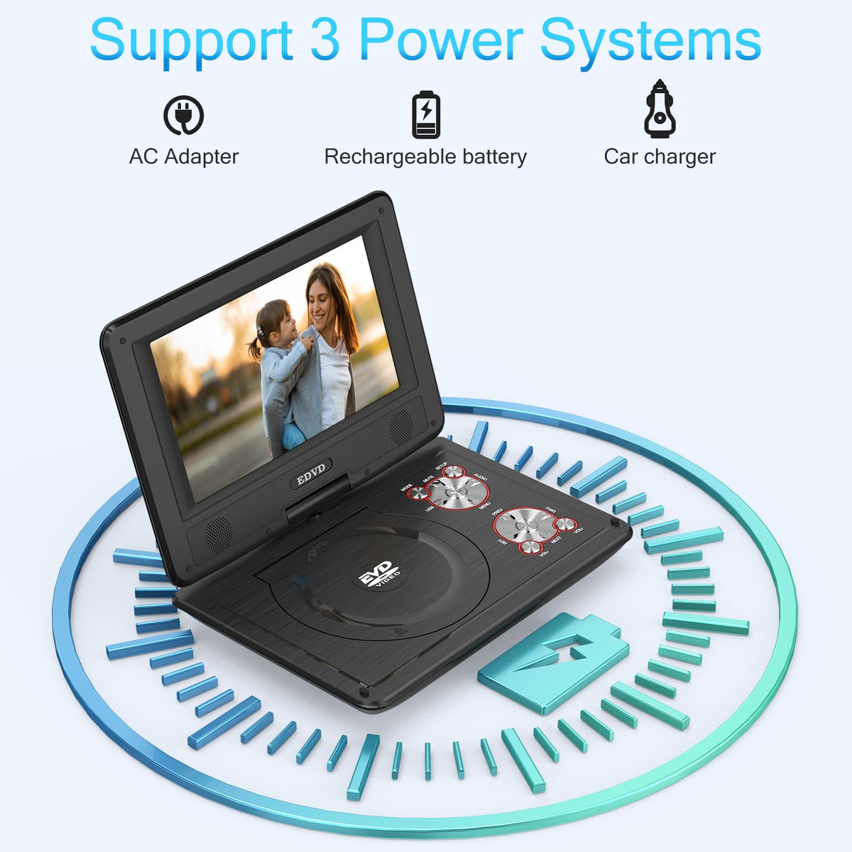 11.5" Portable DVD Player with 9.5" Swivel Screen C126
