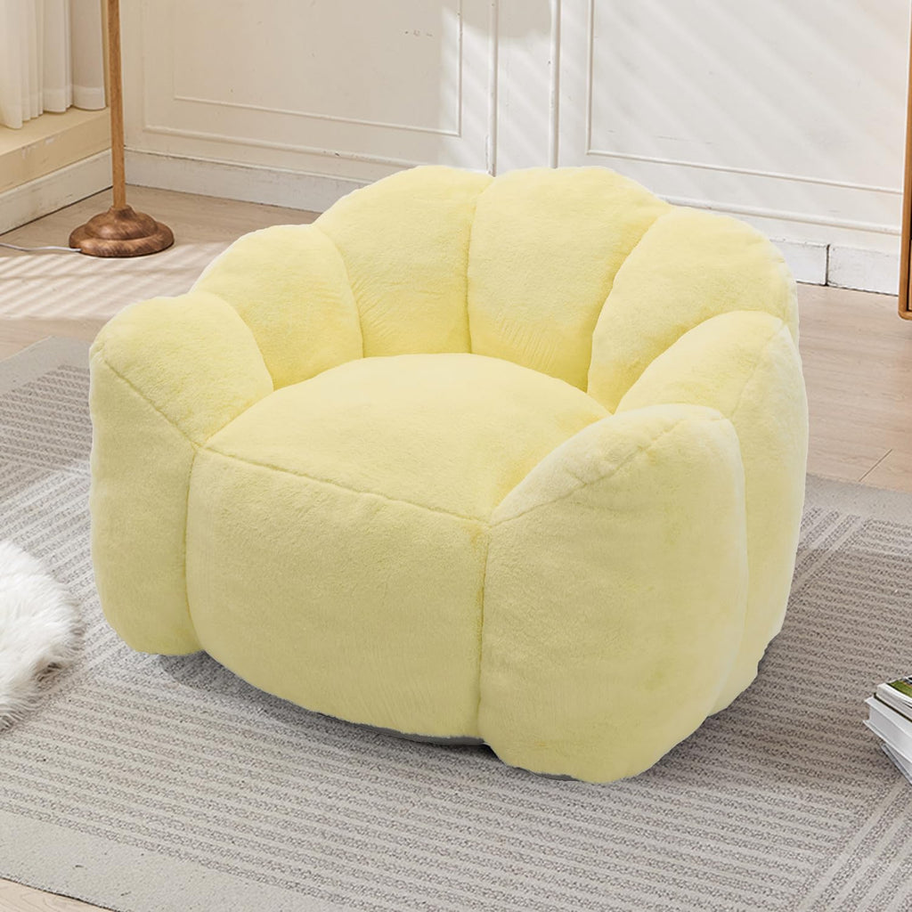 Faux Fur Bean Bag Sofa with Memory Foam V647994