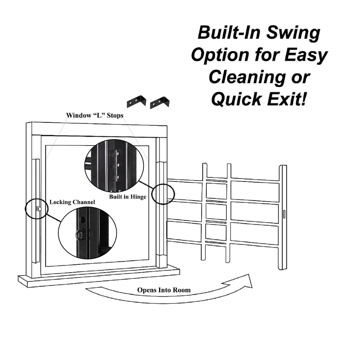 Black Adjustable Tubular Steel Window Security Bars B570256