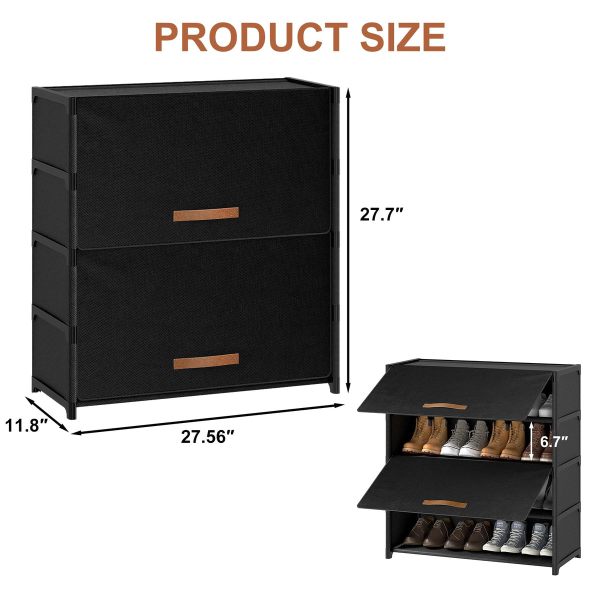 Black 5 Tier Shoe Cabinet with Door K94201